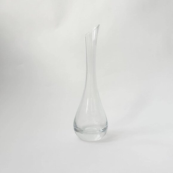 Oblique Cut Rounded Narrow Neck Vintage Clear Glass Oblique Cut Carafe | Pitcher - Picture 1 of 10